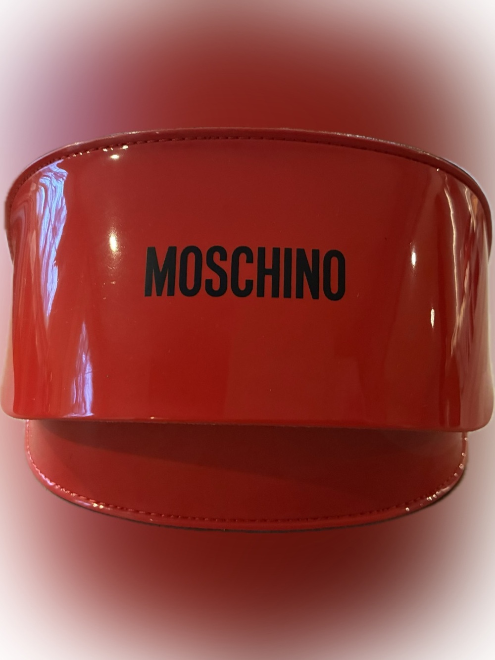 Moschino Red Patent Leather large eyeglass/sunglass case.